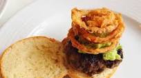 Burgers with Smashed Avocado & Beer-Battered Onion Rings Burgers with Smashed Avocado & Beer-Battered Onion Rings