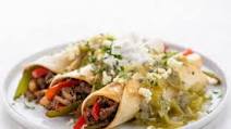 Tomatillo Beef Enchiladas with sour cream Tomatillo Beef Enchiladas with sour cream