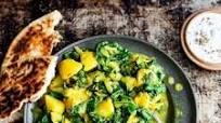 Saag aloo with homemade paneer Saag aloo with homemade paneer