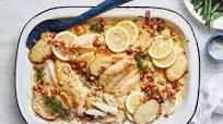 Bacon-topped creamy fish tray bake recipe Bacon-topped creamy fish tray bake recipe
