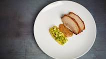 Roast pork belly with pineapple and satay sauce Roast pork belly with pineapple and satay sauce