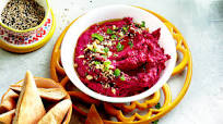 Beet Hummus with Homemade Pita Chips Beet Hummus with Homemade Pita Chips
