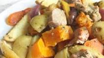 One-Pan Vegetable & Lemon Pork Traybake One-Pan Vegetable & Lemon Pork Traybake