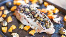One-Pan Wild Rice Stuffed Pork Loin with Root Vegetables One-Pan Wild Rice Stuffed Pork Loin with Root Vegetables