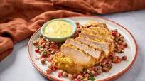 Curried pork chops with spiced chickpea salad and mint yoghurt Curried pork chops with spiced chickpea salad and mint yoghurt