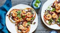 Chipotle Shrimp Tostadas with Black Beans and Lime Yogurt Chipotle Shrimp Tostadas with Black Beans and Lime Yogurt