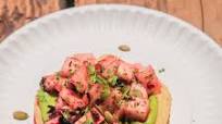 This Jicama Tostada with Avocado, Guajillo, and Hibiscus Is Fruity, Tangy, and Just a Bit Spicy This Jicama Tostada with Avocado, Guajillo, and Hibiscus Is Fruity, Tangy, and Just a Bit Spicy