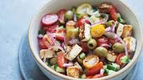 Greek Salad with Fried Halloumi Cheese Greek Salad with Fried Halloumi Cheese
