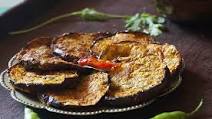 Air Fried Begun Bhaja | Baingan Bhaja | Bengali Style Spiced And Air Fried Aubergine Slices