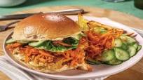 Japanese Crumbed Tofu Burger with Sesame Fries & Soy Aioli Japanese Crumbed Tofu Burger with Sesame Fries & Soy Aioli