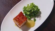 Roast Pork Belly with Apple Puree and Cider Vinegar Vinaigrette Roast Pork Belly with Apple Puree and Cider Vinegar Vinaigrette