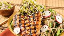 BBQ Korean Pork Chops With Sesame-Cucumber Soba Noodles, Radish Sprouts, and Green Onion BBQ Korean Pork Chops With Sesame-Cucumber Soba Noodles, Radish Sprouts, and Green Onion