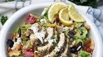 Greek Chicken Chop Salad With Herb Naan Croutons Greek Chicken Chop Salad With Herb Naan Croutons