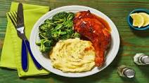 Sticky Honey-Dijon Chicken Legs with Garlic Mashed Potatoes and Lemony Broccoli Sticky Honey-Dijon Chicken Legs with Garlic Mashed Potatoes and Lemony Broccoli