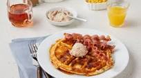 Sweet Corn Waffles with Bacon and Cinnamon Maple Whipped Butter Sweet Corn Waffles with Bacon and Cinnamon Maple Whipped Butter
