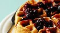 Cheesecake Stuffed Waffles with Berry Syrup Cheesecake Stuffed Waffles with Berry Syrup