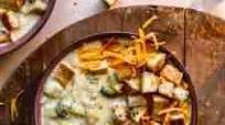 Broccoli Cheddar Potato Soup with Focaccia Croutons Broccoli Cheddar Potato Soup with Focaccia Croutons