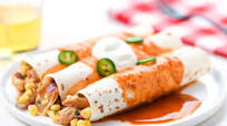 Adobo Chicken Enchiladas with jalapeño pepper and sour cream Adobo Chicken Enchiladas with jalapeño pepper and sour cream