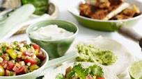 Chicken Tacos with Tomato Salsa and Guacamole Chicken Tacos with Tomato Salsa and Guacamole