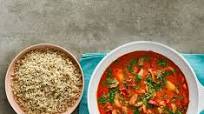 Lamb jalfrezi with cumin rice Lamb jalfrezi with cumin rice