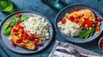 Sweet Chili Thai Turkey over Rice with Snow Peas and Tangy Mango-Pepper Salsa Sweet Chili Thai Turkey over Rice with Snow Peas and Tangy Mango-Pepper Salsa