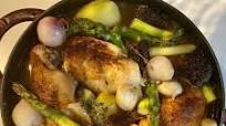 Chicken with morels and asparagus (Poulet aux morilles et asperges) Chicken with morels and asparagus (Poulet aux morilles et asperges)