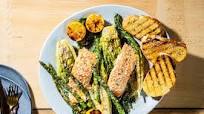 Grilled Salmon Caesar With Asparagus and Charred Lemons Grilled Salmon Caesar With Asparagus and Charred Lemons