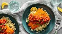 Moroccan salmon in chraime sauce with cauliflower “couscous” Moroccan salmon in chraime sauce with cauliflower “couscous”
