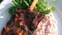 Grilled Tomahawk Pork Chop with port wine cheddar cheese mashed cauliflower Grilled Tomahawk Pork Chop with port wine cheddar cheese mashed cauliflower