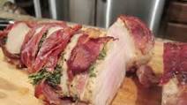 Pork Tenderloin Wrapped in Prosciutto, With an Herbed Pan Sauce Pork Tenderloin Wrapped in Prosciutto, With an Herbed Pan Sauce