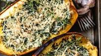 Vegan Spaghetti Squash with Spinach and Cheese Vegan Spaghetti Squash with Spinach and Cheese