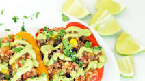 Mexican Vegan Stuffed Peppers {Slow Cooker Recipe} Mexican Vegan Stuffed Peppers {Slow Cooker Recipe}