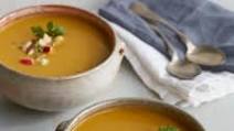 Creamy Winter Squash Soup with Toasted Pumpkin Seed-Apple Topping Creamy Winter Squash Soup with Toasted Pumpkin Seed-Apple Topping