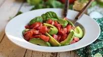 Avocado caprese salad with basil vinaigrette Avocado caprese salad with basil vinaigrette