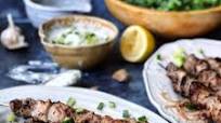 Mediterranean Pork Souvlaki with Labneh Tzatziki Mediterranean Pork Souvlaki with Labneh Tzatziki
