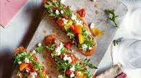 Pea, feta and tomato bruschetta Pea, feta and tomato bruschetta