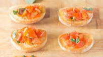 Mini Bruschetta With Cherry Tomatoes And Basil Mini Bruschetta With Cherry Tomatoes And Basil