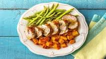 Honey-Glazed Pork Tenderloin with Sweet Potatoes and Green Beans Honey-Glazed Pork Tenderloin with Sweet Potatoes and Green Beans