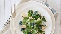 Chicken, Spinach, & Arugula Salad with Anchovy-Lemon Vinaigrette & Kale Chip Croutons Chicken, Spinach, & Arugula Salad with Anchovy-Lemon Vinaigrette & Kale Chip Croutons