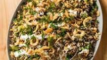 Mediterranean Rice and Lentils with Spiced Beef and Crispy Onions Mediterranean Rice and Lentils with Spiced Beef and Crispy Onions