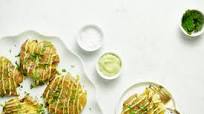 Crispy Smashed Potatoes with Avocado Garlic Aioli Crispy Smashed Potatoes with Avocado Garlic Aioli