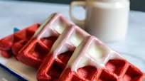 Red Velvet Waffles with Cream Cheese Glaze Red Velvet Waffles with Cream Cheese Glaze