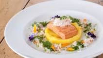 Hot-smoked salmon with crab and aioli Hot-smoked salmon with crab and aioli