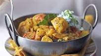 Potato curry with lime & cucumber raita Potato curry with lime & cucumber raita