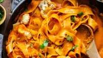 Roasted Cauliflower Pasta with Red Pepper Sauce Roasted Cauliflower Pasta with Red Pepper Sauce