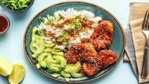 Korean-Style Chicken Thighs with Sesame Cucumber Salad and Jasmine Rice Korean-Style Chicken Thighs with Sesame Cucumber Salad and Jasmine Rice