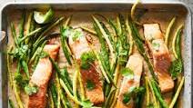 Maple and Miso Sheet-Pan Salmon With Green Beans Maple and Miso Sheet-Pan Salmon With Green Beans