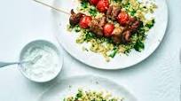 Spicy lamb skewers with herby bulgur Spicy lamb skewers with herby bulgur