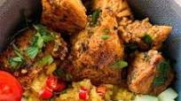 Chicken Shawarma Bowl with Garlic Turmeric Rice Chicken Shawarma Bowl with Garlic Turmeric Rice