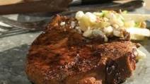 Brown Sugar–Crusted Porterhouse Pork Chops with Apple Walnut Slaw Brown Sugar–Crusted Porterhouse Pork Chops with Apple Walnut Slaw